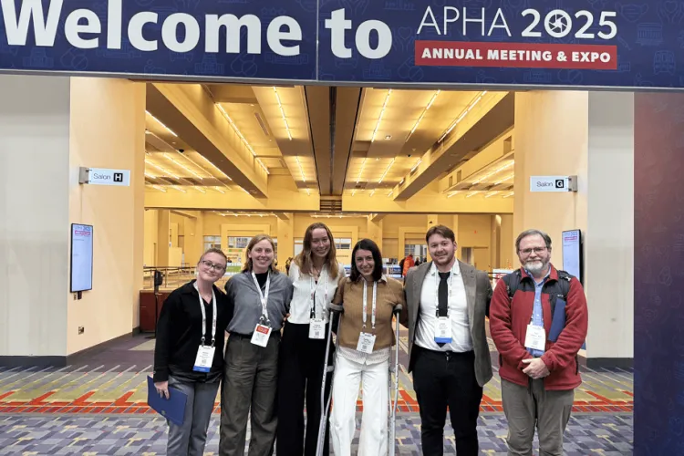 a group of people at a conference