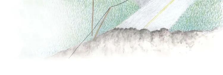 illustration of road with large portion eroded away
