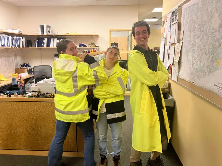 Student interns pose at Department of Public Works in Lexington, Massachusetts