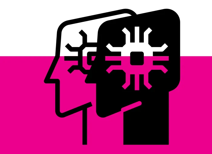 futuristic graphic showing 2 heads