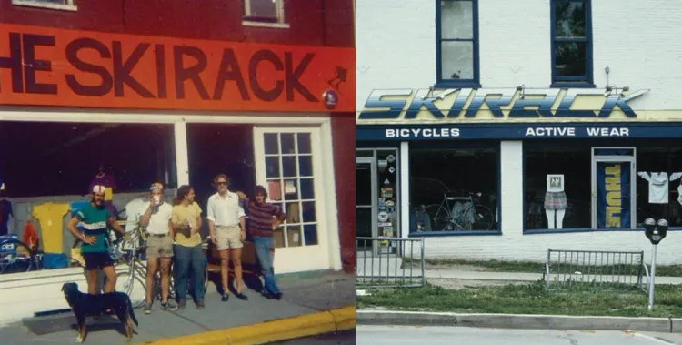 two old photos of the ski rack building