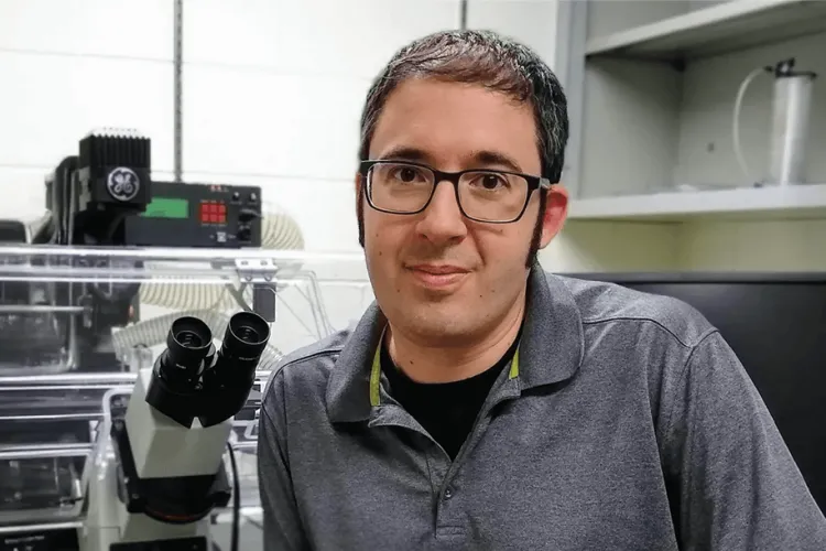 a person sitting in a lab