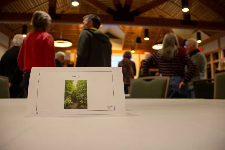 A picture of hemp with people in the background