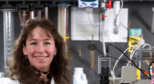 Marilyn Cipolla, Ph.D., in a lab