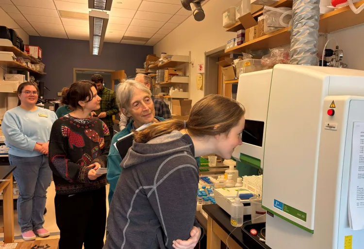 Farmers touring soil laboratory