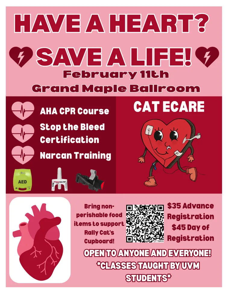 Advertisement for the event with list of topics taught and a QR code to register