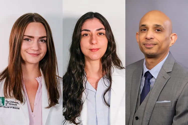 headshots of 3 people, left to right: Sarah Chiavacci ’27, Nicki Nikkhoy ’27, and Javier Rincon ’26