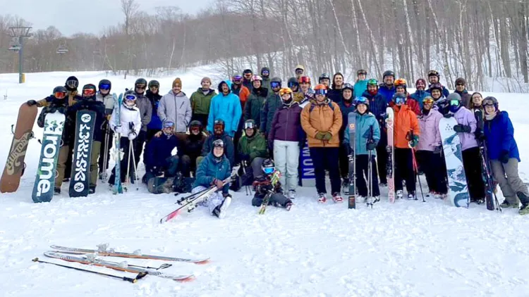 UVM-ASCE students pose during a ski trip