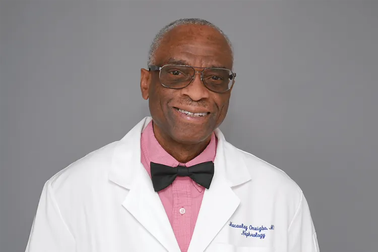 headshot of Macaulay Onuigbo, M.B.B.S.