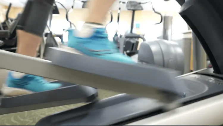 feet on a treadmill