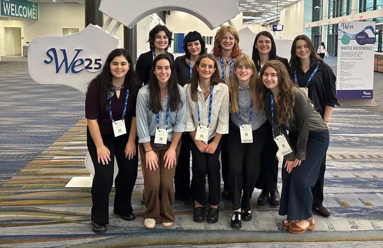 Executive Board attended SWE 2025 Conference in New Orleans! 1st row: Jackie Berk, Skye Sularz, Beaven Rutter, Ginger Thralow, Alena Annunziata 2nd row: Daisy Thralow, Katrin Lelyushkina, Katie Rimby, Kate Lockwood, Genevieve Barrett
