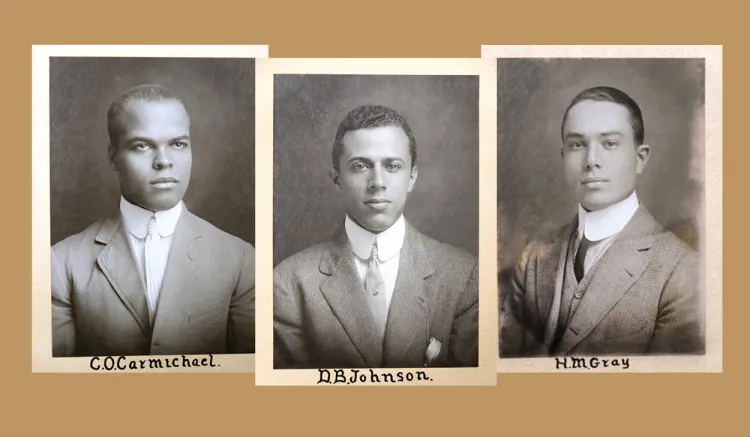 3 headshots of Black medical students from the Class of 1914