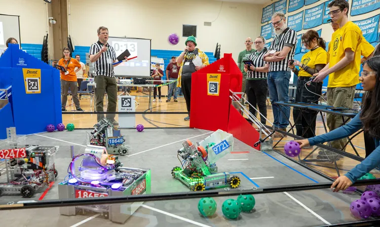Student teams compete during the 2026 FTC State Competition