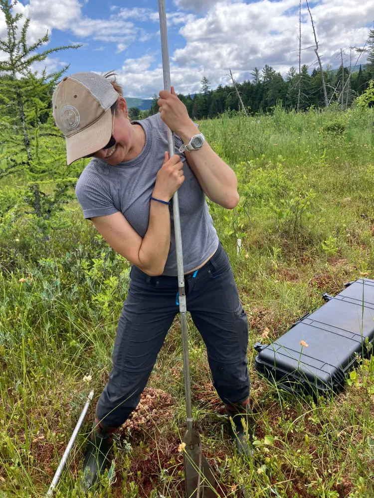 Emily pulling a core