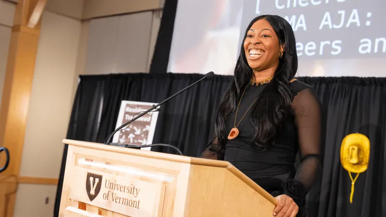 a person standing at a podium