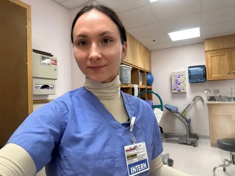 OT student Anna Biziukova in the clinic