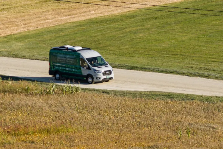 a van on a rural road