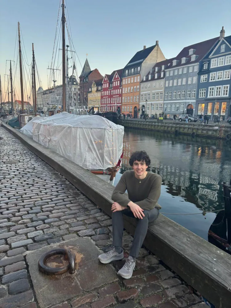 Student in Sweden along a canal