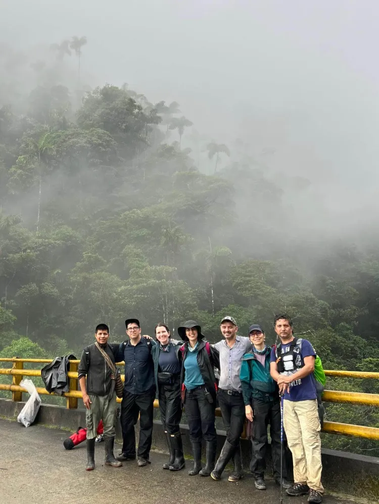 A group of botanists on a research trip in the mists of Colombia