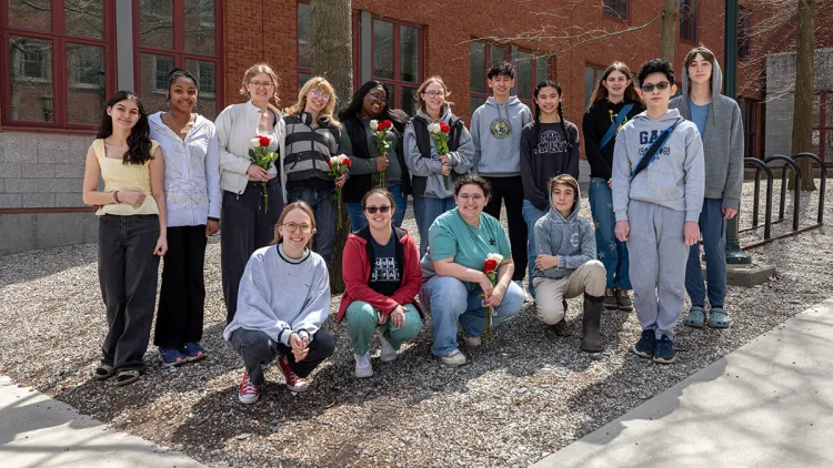 UVM students and Girls Who Code members gather for a group photo