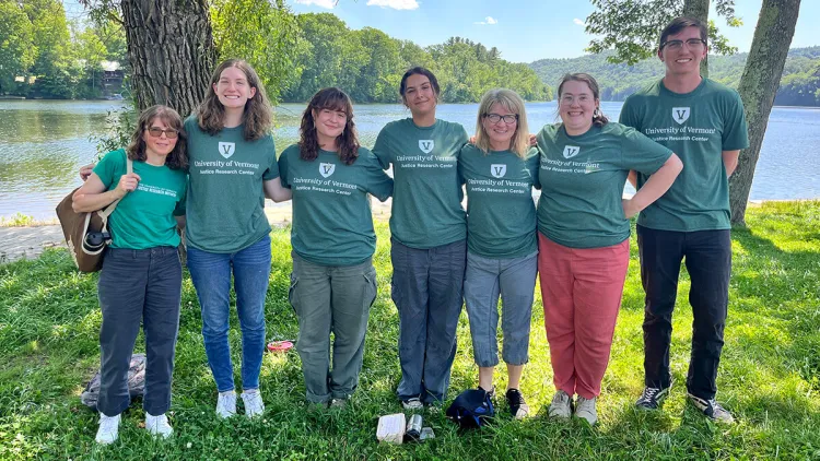 Student researchers with the Justice Research Center pose for a group photo.