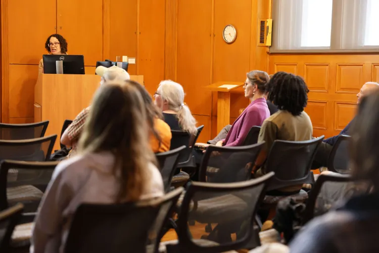 Scholar Claudia Stokes speaking at UMV