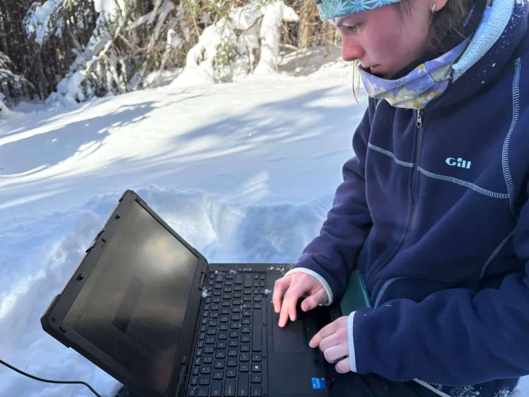 Maeve using collecting data on the field computer