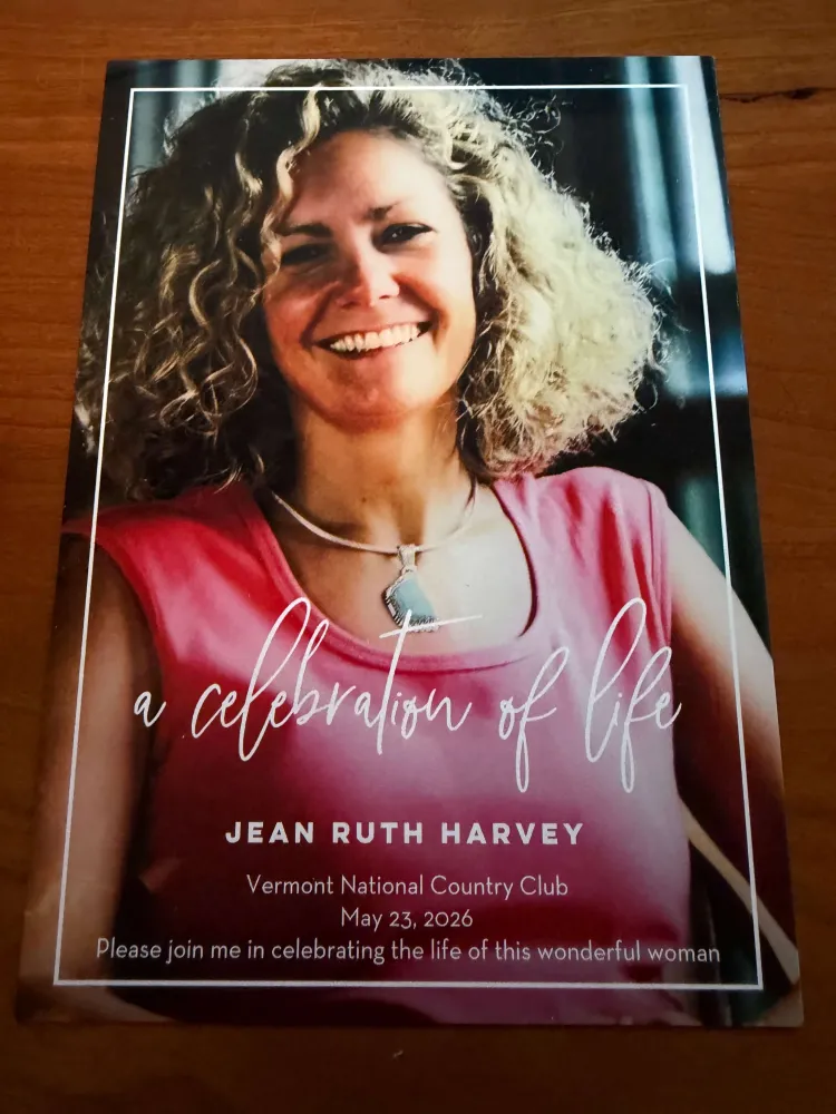 An invitation to the Jean Harvey Celebration of Life