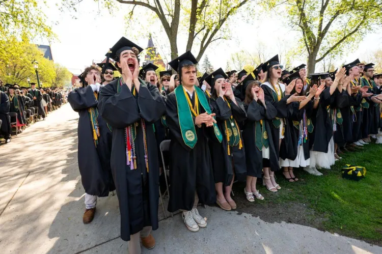 RSENR students at the UVM commencement ceremony cheering