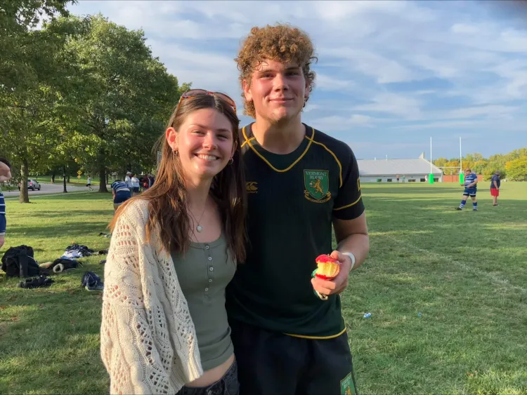 A young couple in a park