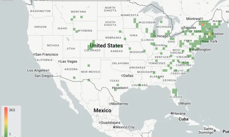 Heat Map of Where Recent Grads Land