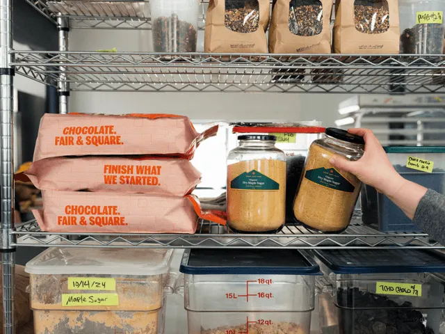 Ingredients inside a walk-in freezer