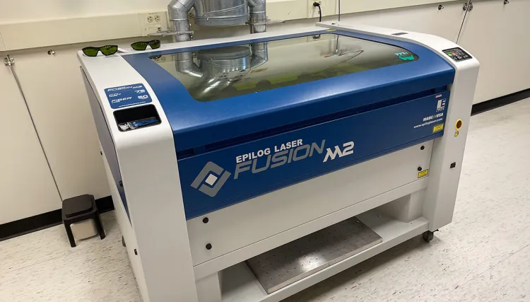 Image of a digital laser cutting and engraving machine