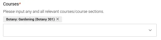 Courses, drop down list