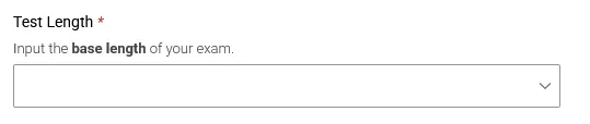 Test length drop down list.
