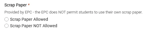 Scrap paper radio buttons, allowed or not allowed.