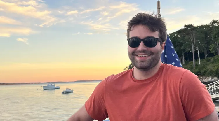 a person on a ferry in Maine