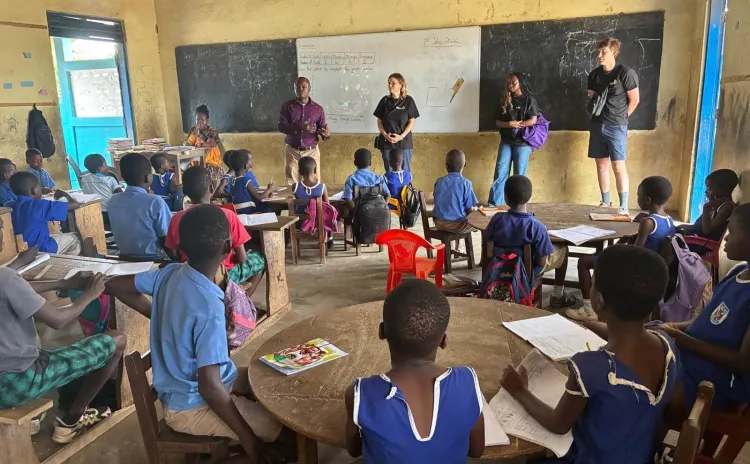 Visiting a school in Ghana.