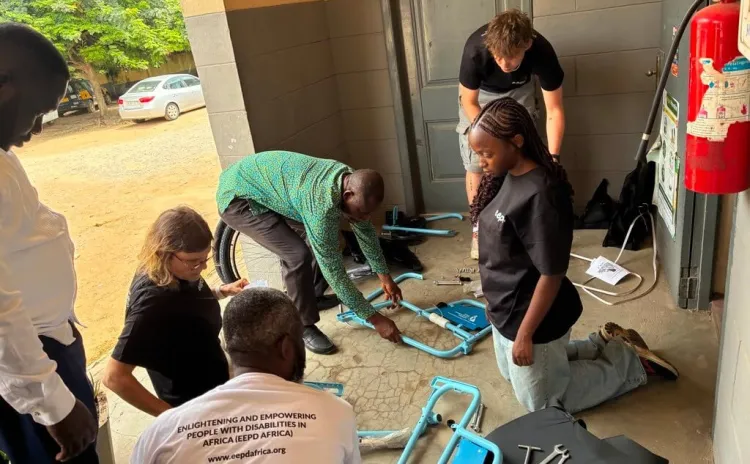Repairing wheelchairs in Ghana.
