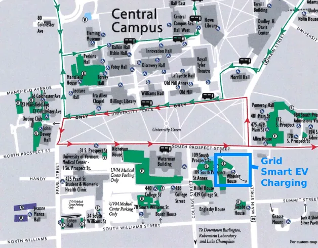 Diagram showing the new Grid Smart EV chargers at Wheeler House