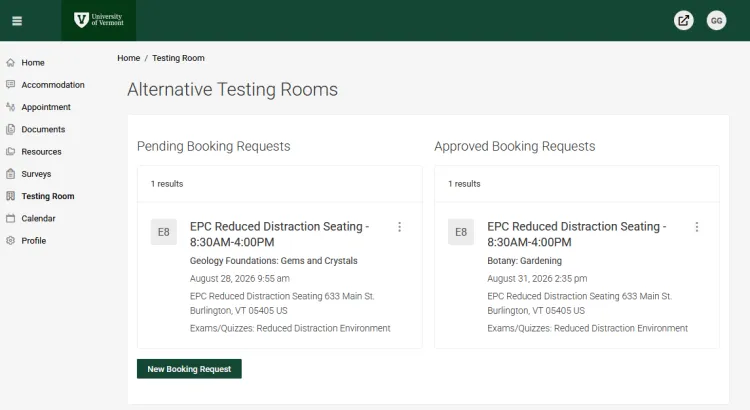 Accommodat website, Alternative Testing Rooms webpage.