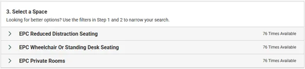 Select a space interface, three options listed below that can be expanded
