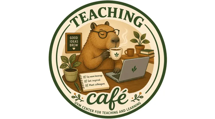 Cartoon of capybara sipping tea and working at computer