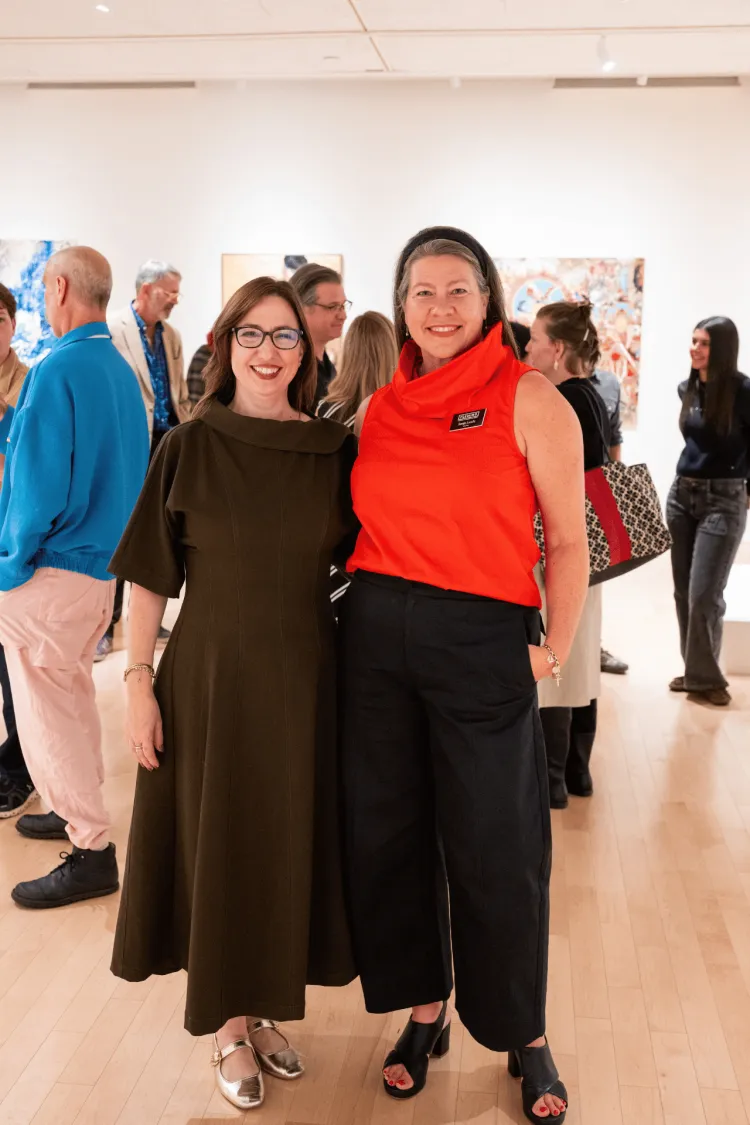 Kelley Helmstutler and Sonja Lunde in the museum gallery