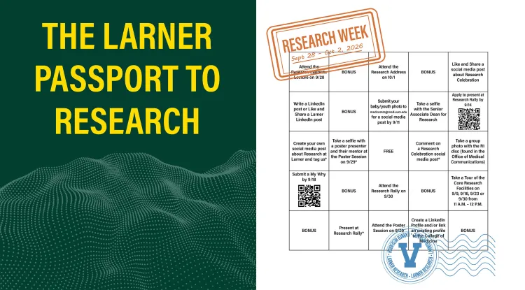 a bingo-type Passport to Research card with activities in boxes that can be stamped