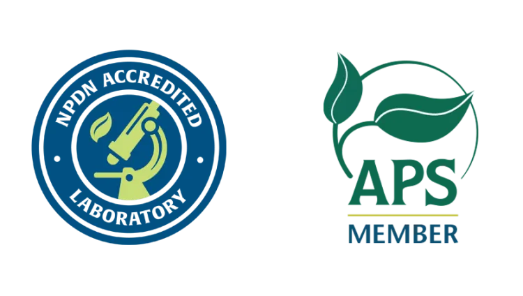 Combined logos: NPDN Accredited Laboratory, and APS Member