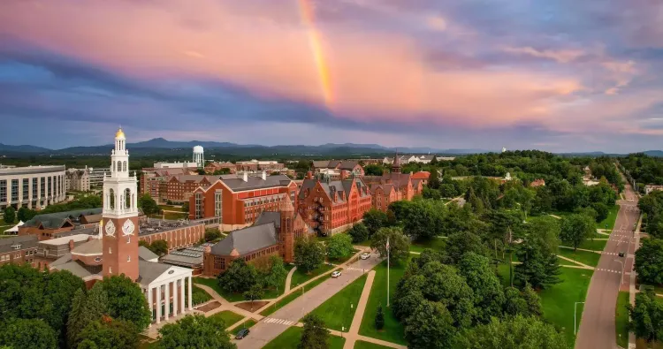 UVM Campus under pink sky