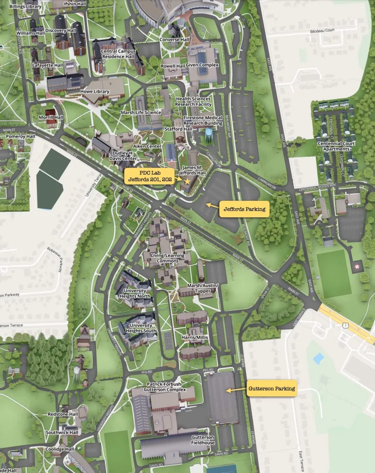 map showing parking locations for the plant diagnostic clinic