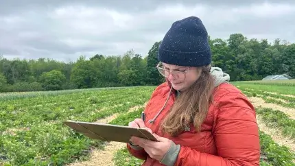 Researcher in the field collecting observations.