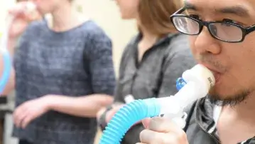 person using a breathing apparatus